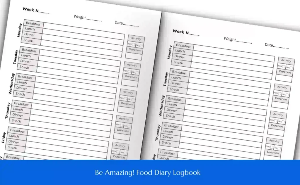 Be Amazing! Food Diary Logbook Page