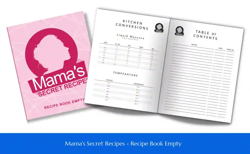 Mama's Secret Recipes - Recipe Book Empty Cover