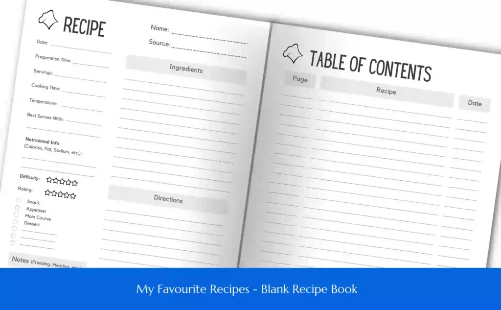 My Favourite Recipes - Blank Recipe Book_ Page