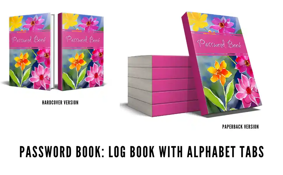 Password Book with Flowers - Logbook with Alphabet Tabs Cover