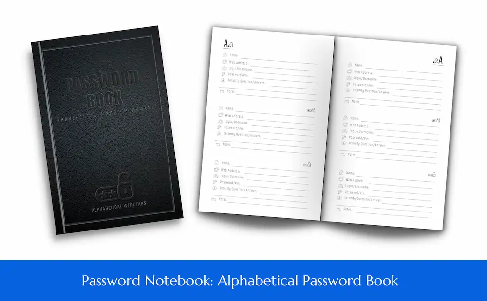 Password Notebook - Alphabetical Password Book Cover