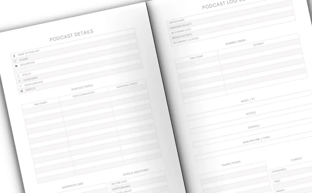 Podcast Planner Logbook - Page 2