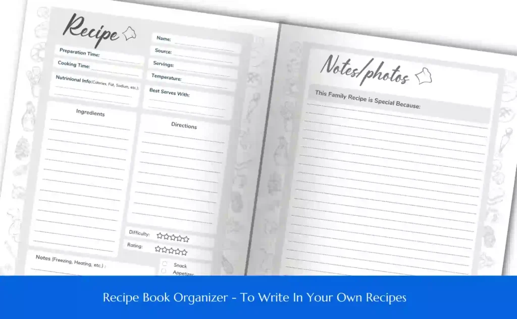 Recipe Book Organizer - To Write In Your Own Recipes_ Page