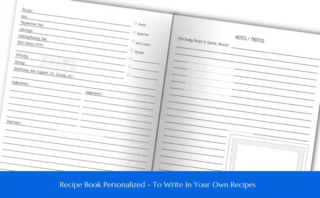 Recipe Book Personalized - To Write In Your Own Recipes__ Page